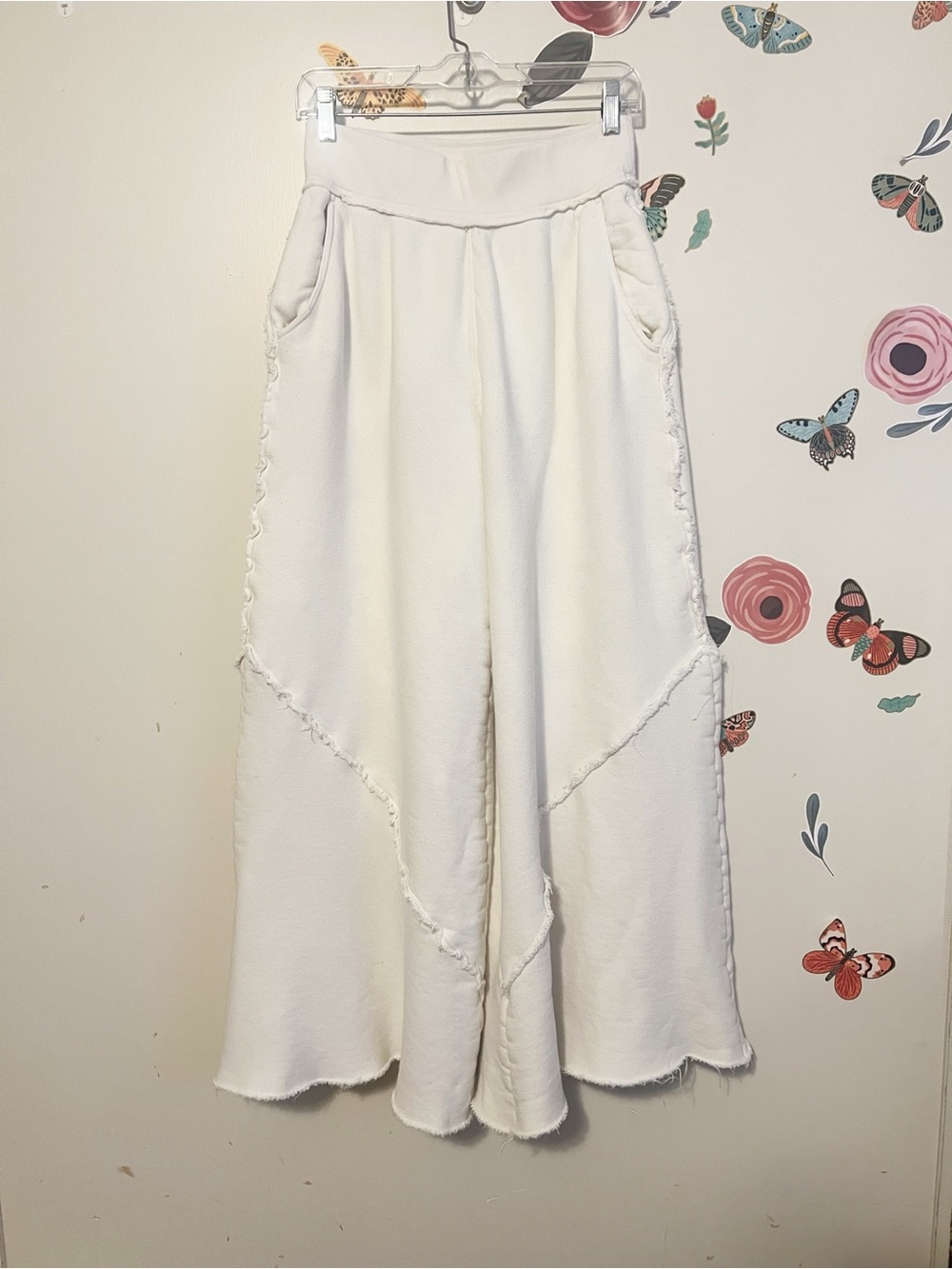 Free People FP Movement Cream Wide-Leg Sweat Pants M
